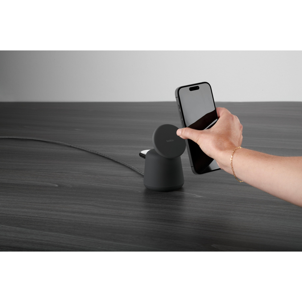 Зарядний пристрій Belkin 2in1 MagSafe iPhone/Watch/AirPods Charcoal Mass (WIZ020VFH36) - изображение 2