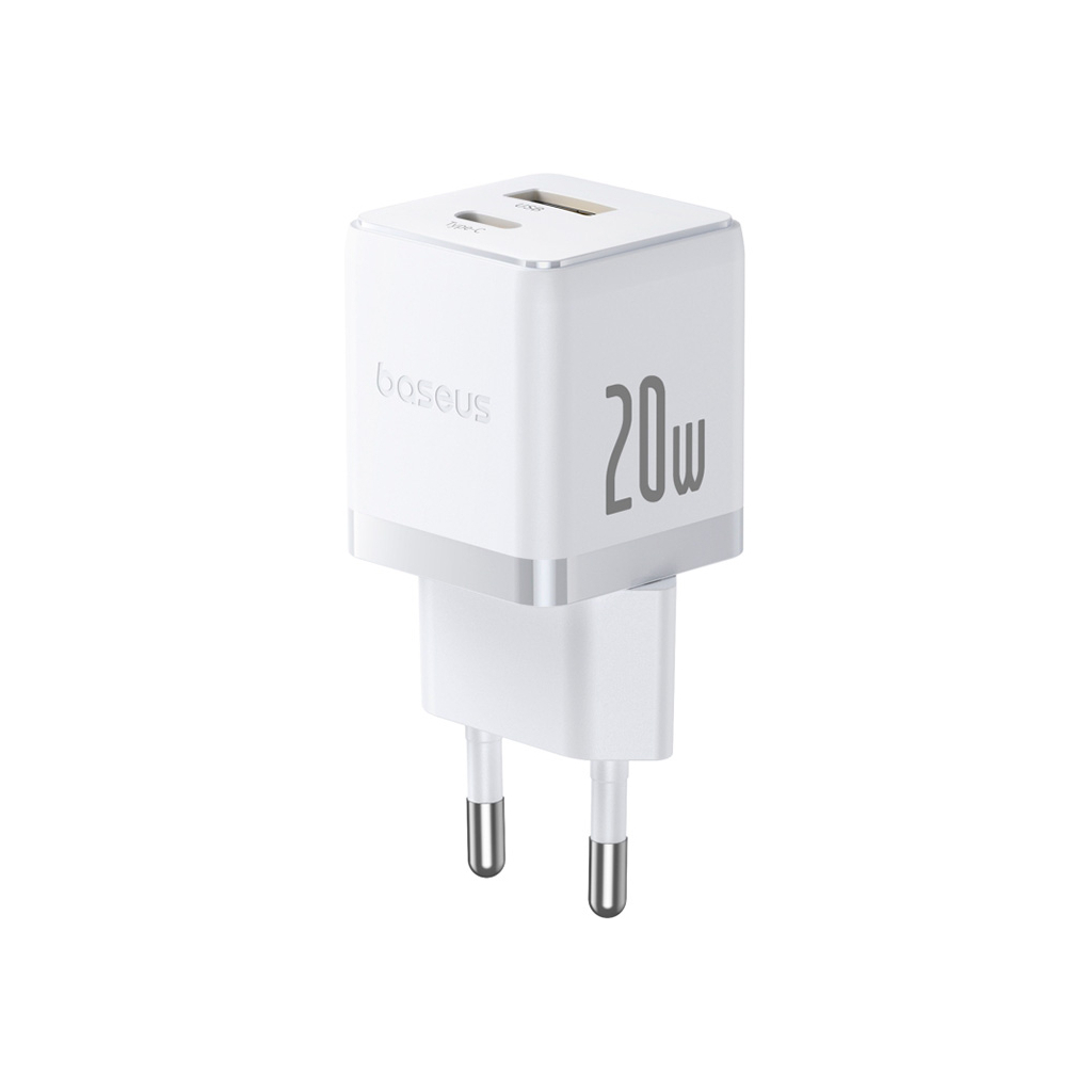 Зарядний пристрій Baseus Palm Fast Charger C+U 20W moon white (P10111608213-00) - зображення 3
