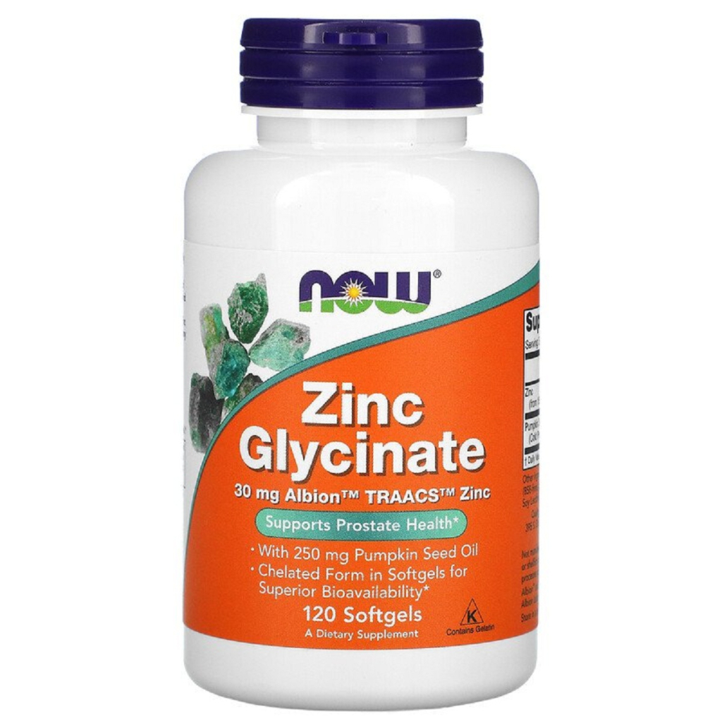 Мінерали Now Foods Гліцинат цинку, Zinc Glycinate, 120 гелевих капсул (NOW-01554) - зображення 1