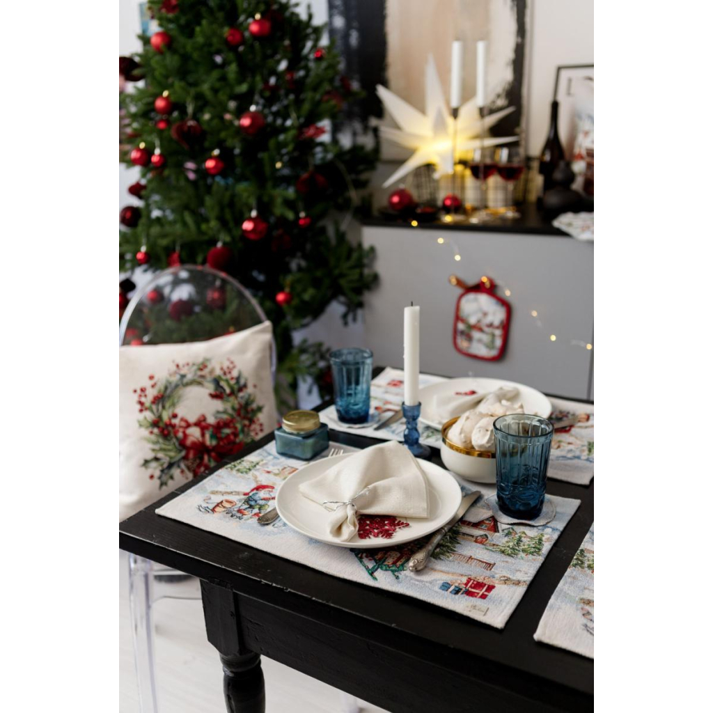 Серветка на стіл Прованс гобеленова з велюром Снігова зима 30х50 см (036440) - зображення 9