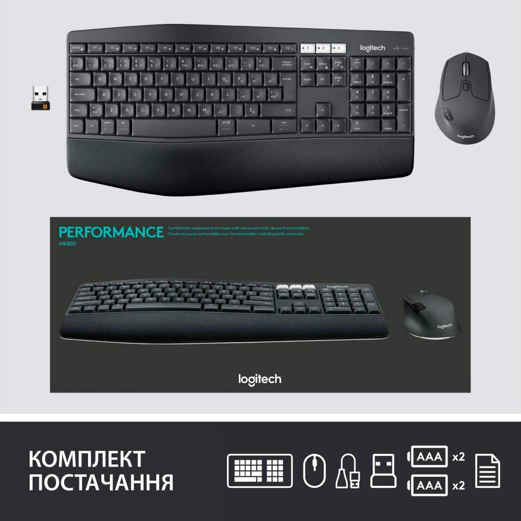 Комплект Logitech MK850 Performance Wireless UA (920-008226) - зображення 9