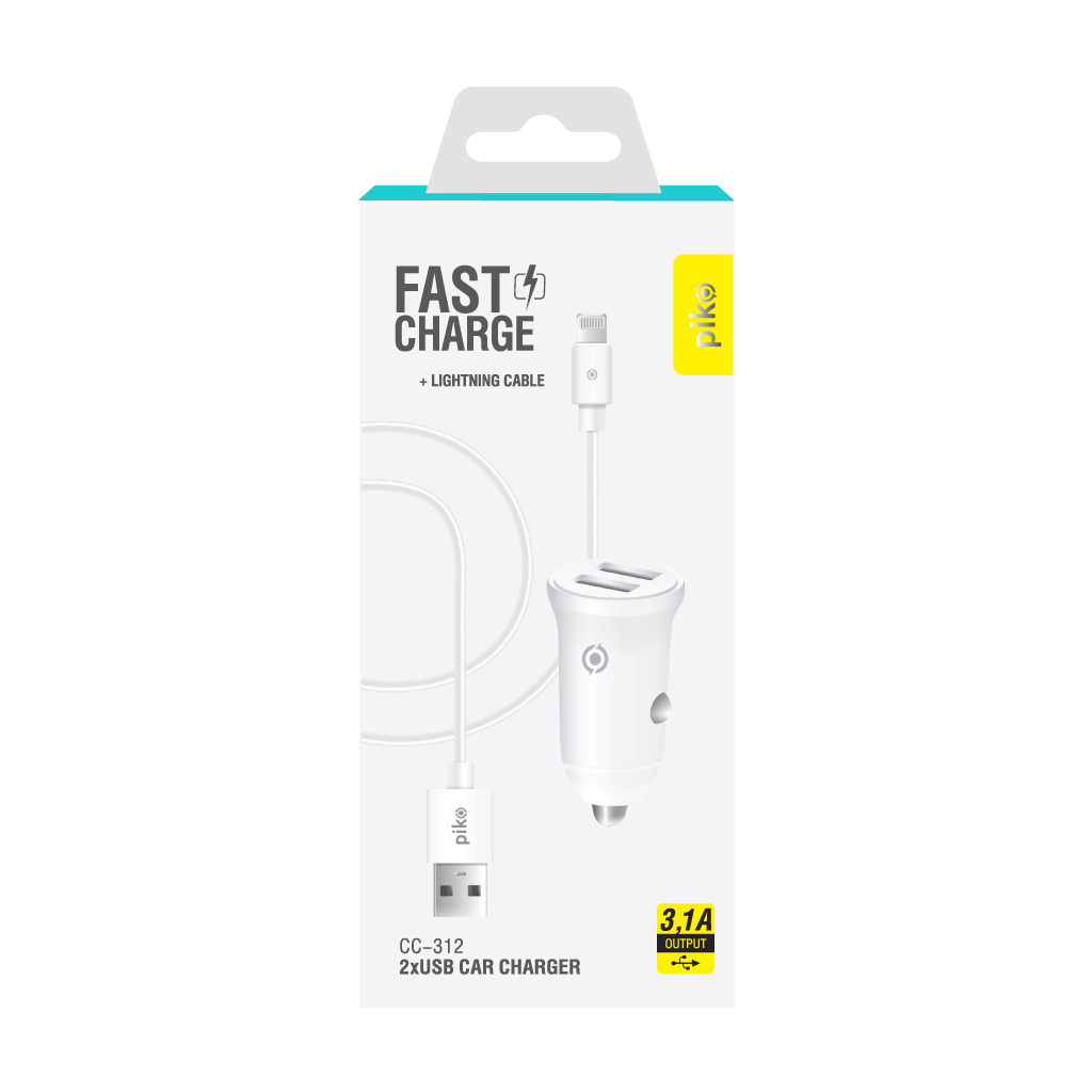 Зарядний пристрій Piko CC-312 (2USB3,1A) + Lightning cable (1283126538810) - зображення 2