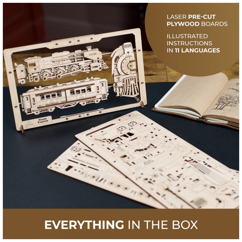 Конструктор Ugears Паротяг 2.5D (6337513) - зображення 10