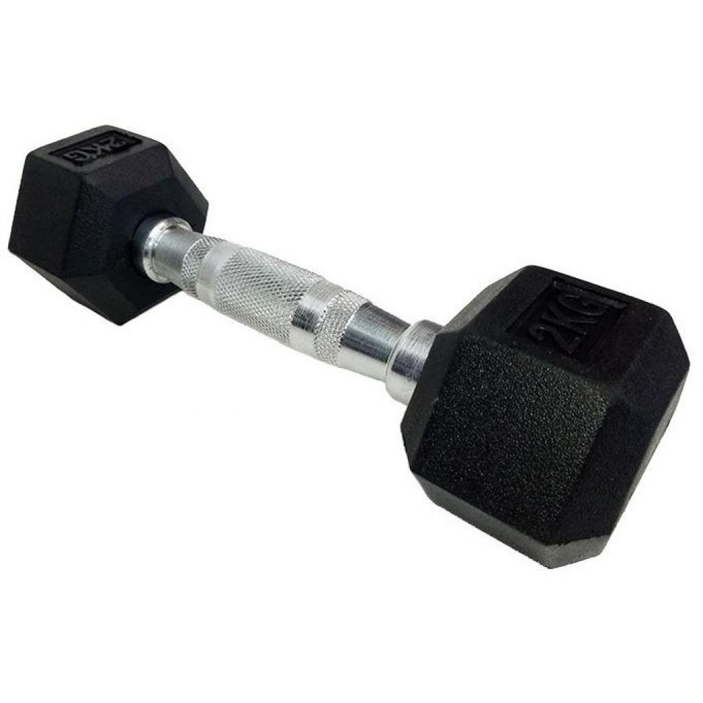 Гантель HouseFit шестигранна обгумована 2 кг (DD 6442-2) - зображення 1