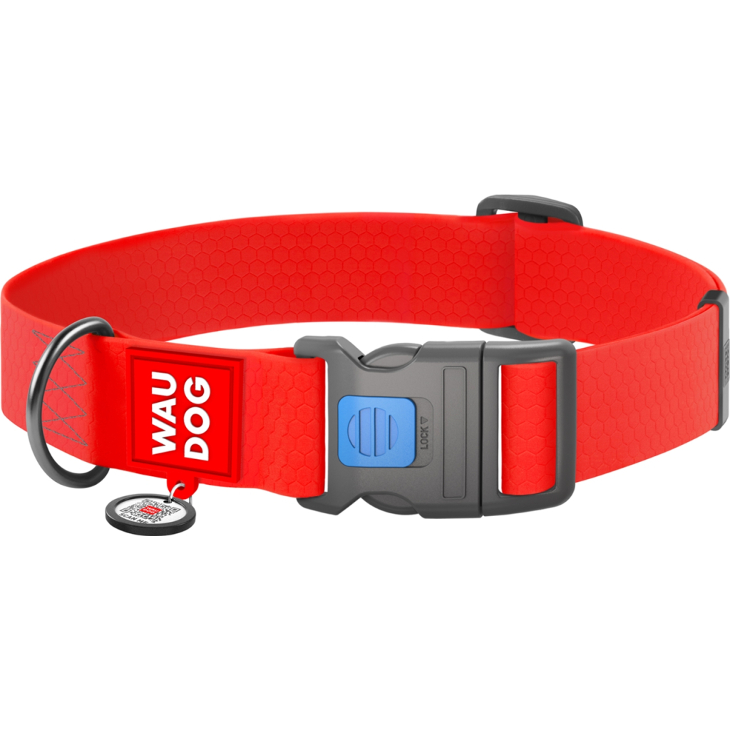 Нашийник для тварин WAUDOG Waterproof з QR паспортом пластиковий фастекс XXL червоний (25113) - зображення 1