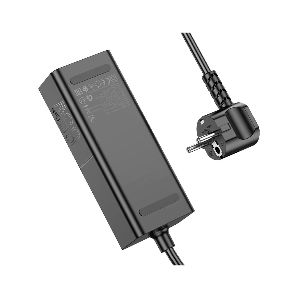 Зарядний пристрій HOCO NS4 Sharp desktop socket 2xUSB-C + USB-A PD65W Black (6942007617352) - зображення 5