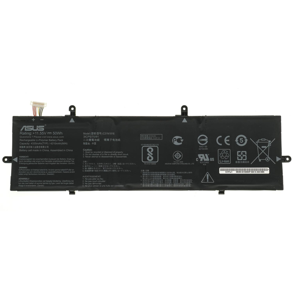 Акумулятор до ноутбука Asus ZenBook UX362 C31N1816, 4335mAh (50Wh), 3cell, 11.55V, Li-Pol AlSoft (A47967) - зображення 1