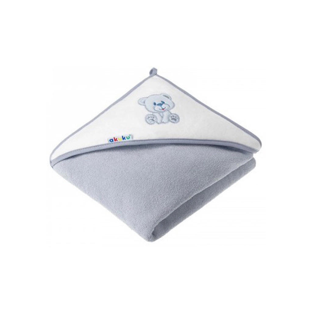 Рушник для купання Akuku з капюшоном Ведмедик 100x100 см, сірий (A1258) - зображення 1