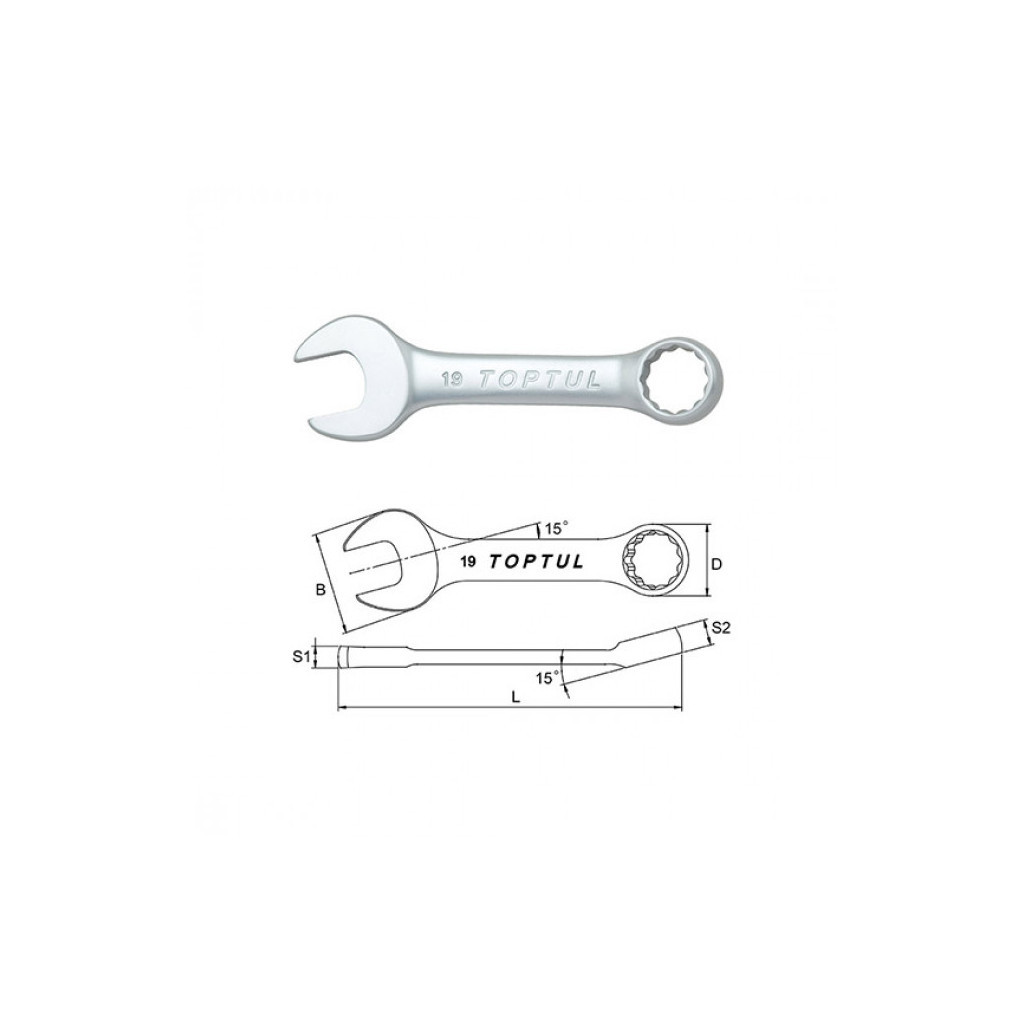 Ключ Toptul комбінований короткий 9мм (AAAF0909) - зображення 2