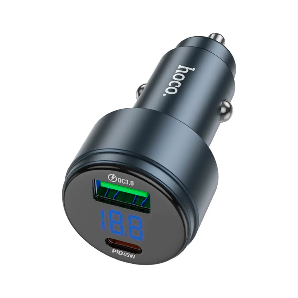 Зарядний пристрій HOCO HOCO Z57B Glorious 63W dual-port display USB-C PD45W + USB QC3.0 Metal Gray (6942007633161) - зображення 2