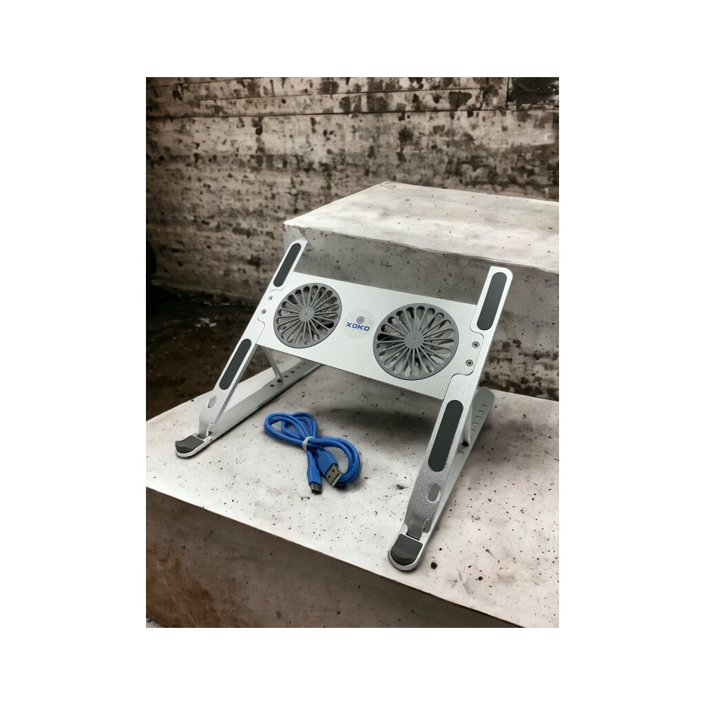 Підставка до ноутбука XoKo NST-101 Aluminium з активним охолодженням Silver (XK-NST-101-SL) - зображення 6