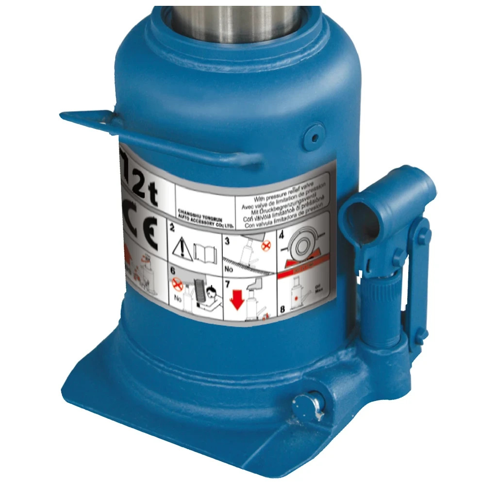 Домкрат GTM гідравлічний пляшковий 12т (240-590мм) двохштоковий (TH812001) - изображение 3