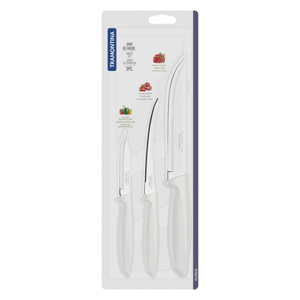 Набір ножів Tramontina Plenus Light Grey 3 шт (23498/313) - зображення 3