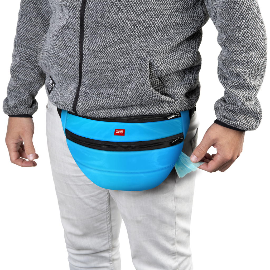 Поясна сумка-бананка для собак WAUDOG Family зі знімним ременем 33x17x10 см блакитна (56882) - изображение 5