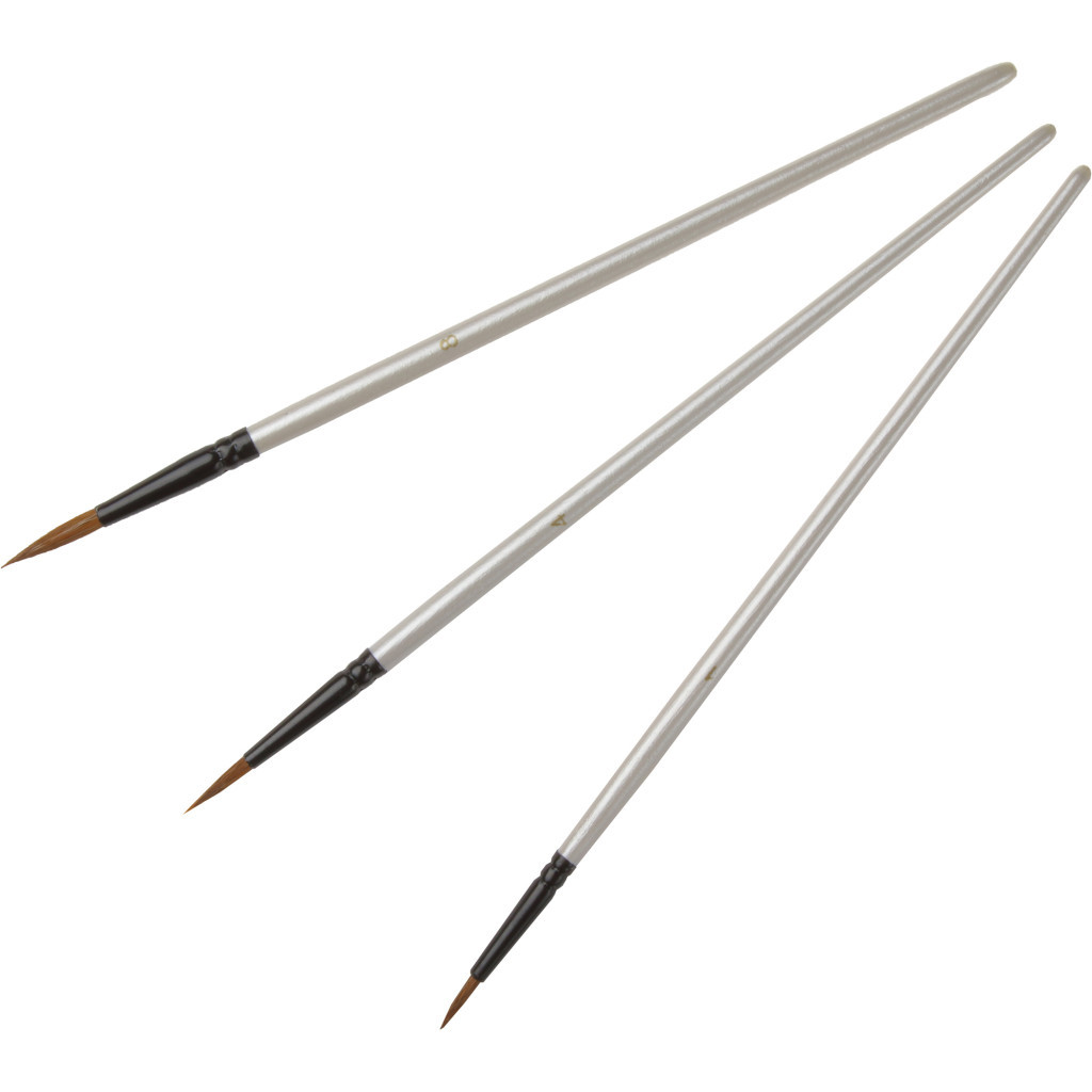 Пензлик для малювання Maxi набір 3 шт ворс білки, круглі (№ 1, 4, 8), коротка (MX60888) - зображення 2