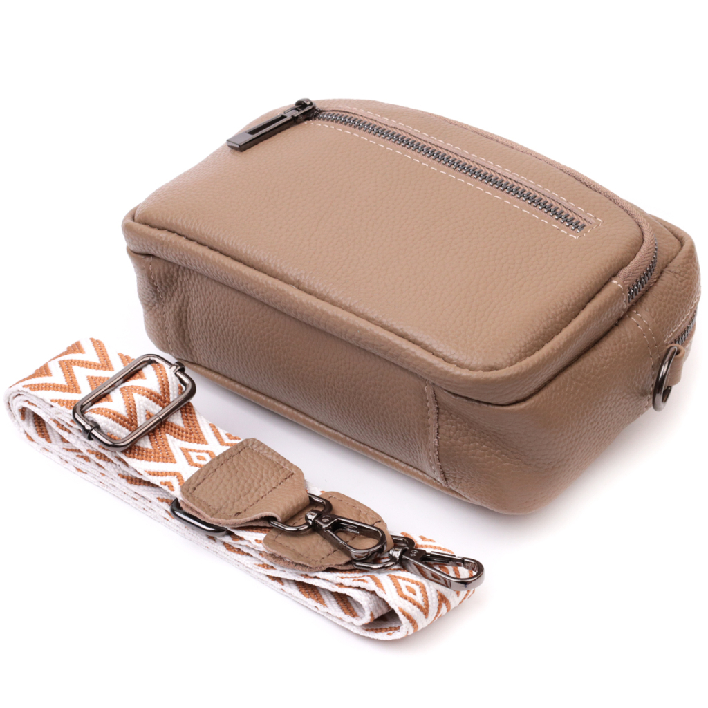 Сумка Vintage Жіноча з накладною кишенею з натуральної шкіри Бежева (22638) - зображення 8