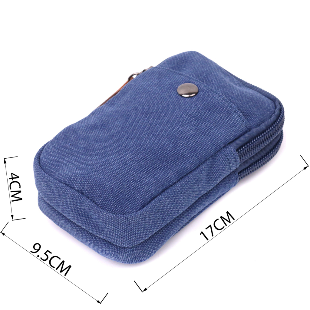 Сумка Vintage На пояс з металевим карабіном з текстилю Синя (22226) - зображення 3