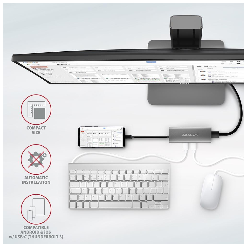 Концентратор AXAGON USB-C to 2xUSB-A + 2xUSB-C + HDMI 0.13m gray (HMC-5G2) - зображення 6