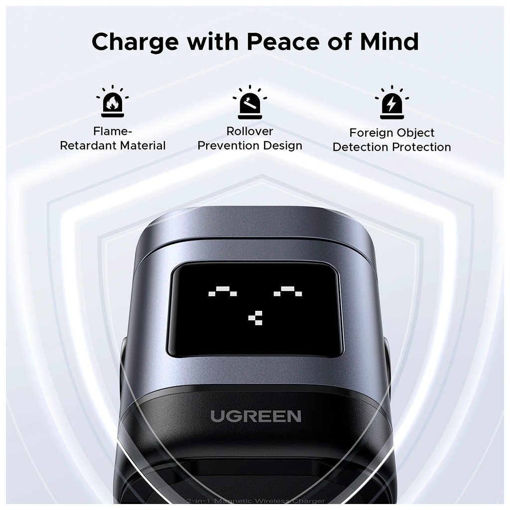 Зарядний пристрій UGREEN 2-in-1 wireless iPhone + AirPods W709 gray (45775) - зображення 6