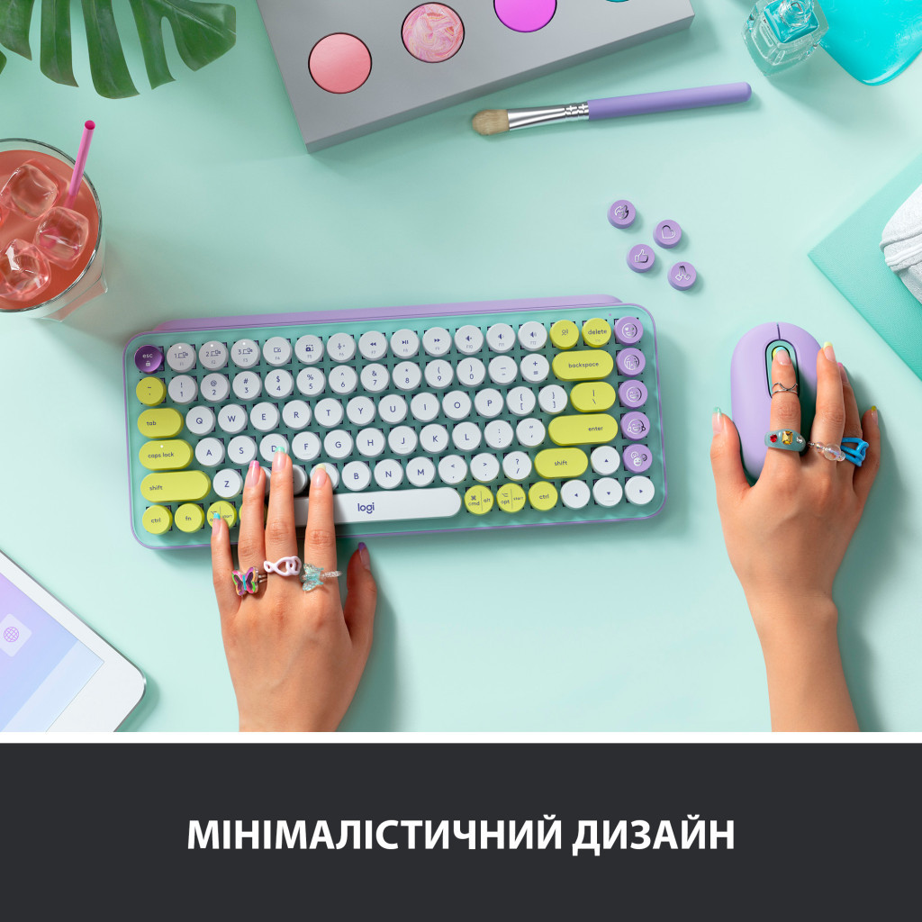 Клавіатура Logitech POP Keys Wireless Mechanical Keyboard Daydream Mint (920-010717) - зображення 5
