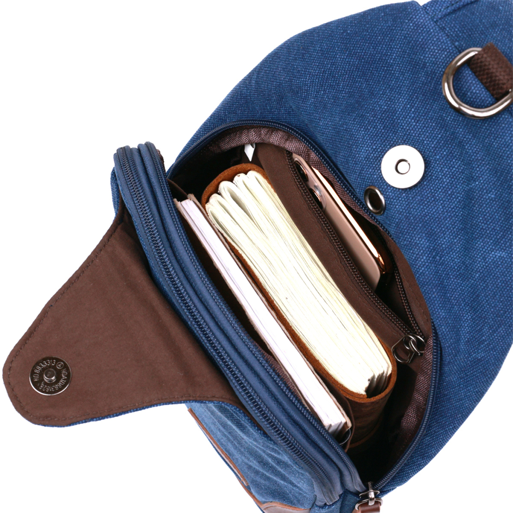 Сумка Vintage Текстильна чоловіча через плече Синя (20387) - зображення 6