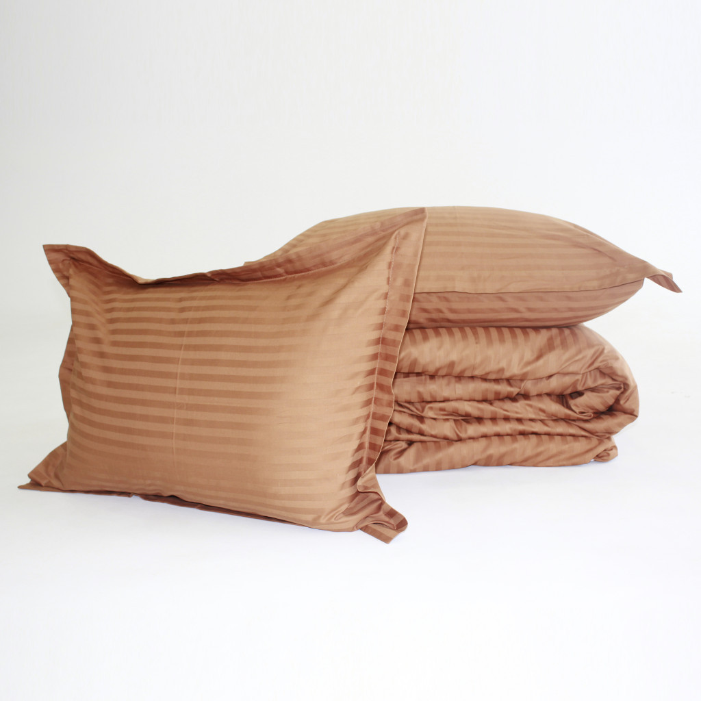 Постільна білизна MirSon Satin Stripe 30-0005 Brown 160х220 Сімейна (2200005249079) - зображення 8