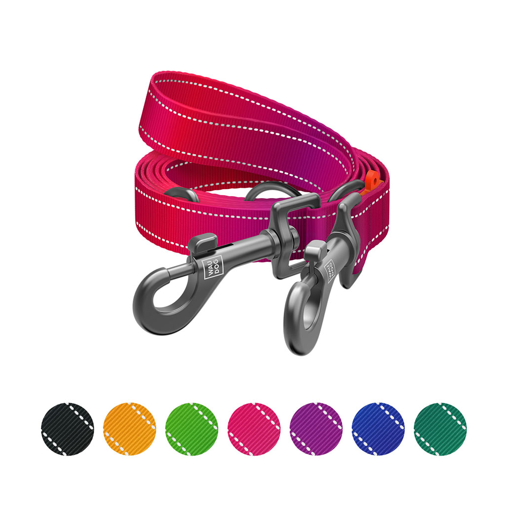 Повідець для собак WAUDOG Nylon Mono світловідбивний М рожевий (46487) - зображення 5
