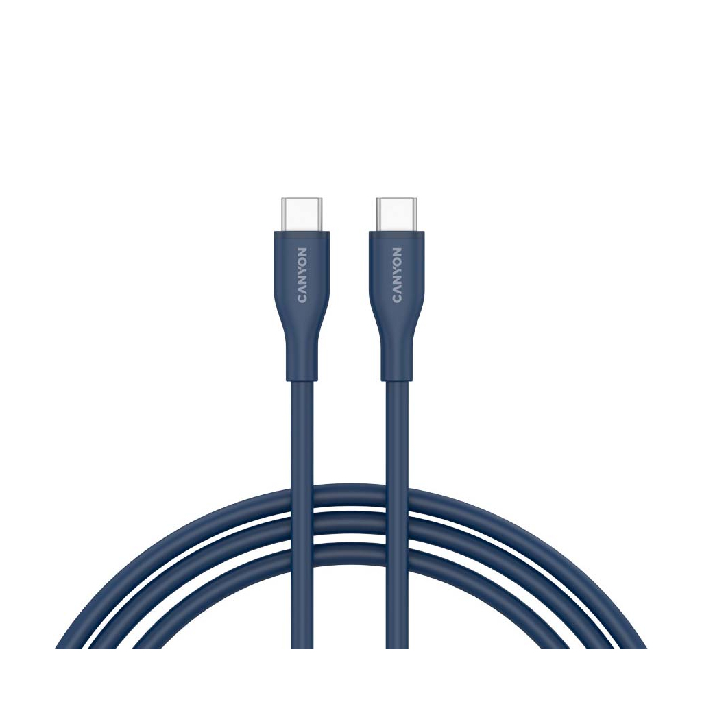 Дата кабель USB-C to USB-C 1.0m CC60SC10 60W Silicon Dark blue Canyon (CNS-CC60SC10DB) - зображення 1