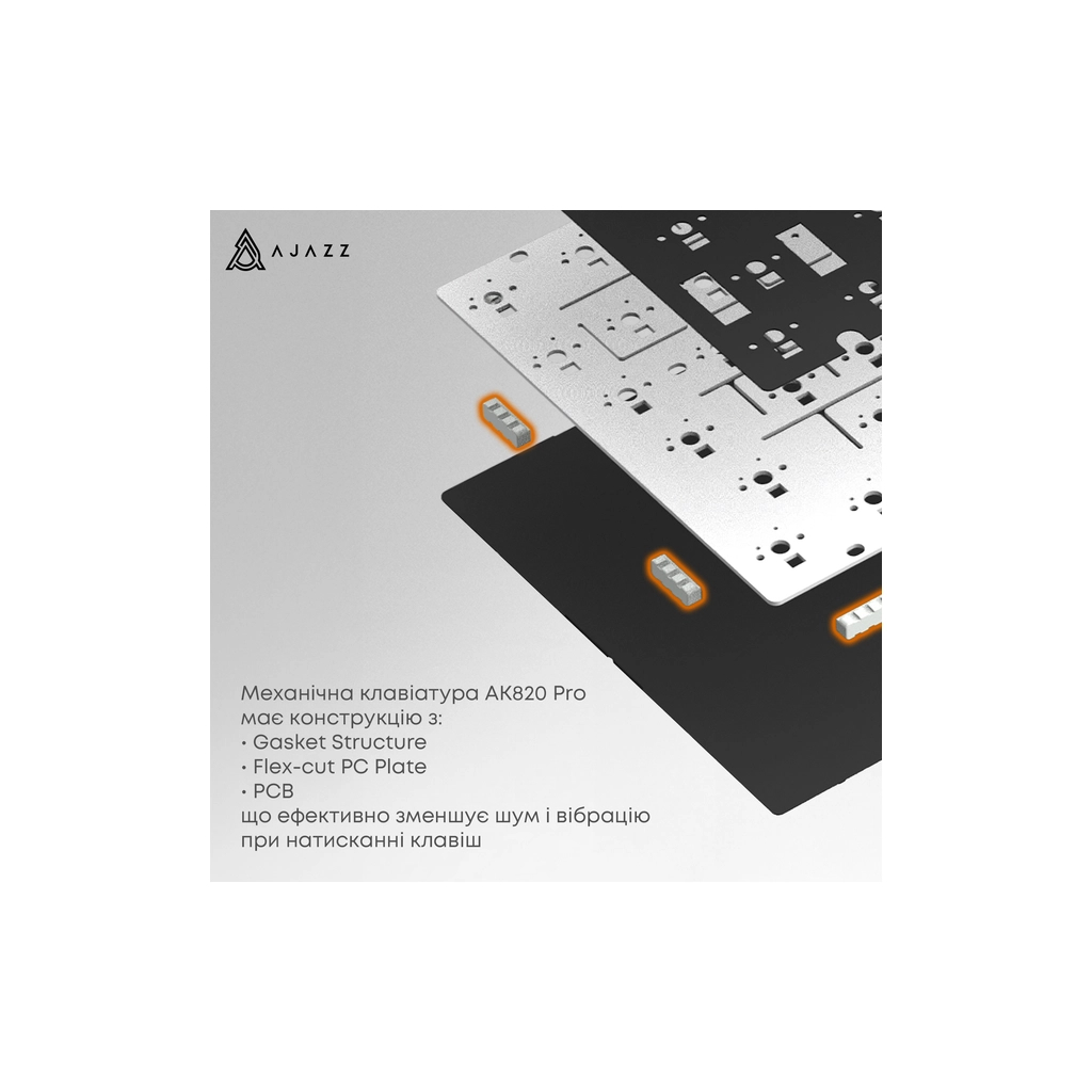 Клавіатура Ajazz AK820 Pro Flying Fish Switch Purple RGB USB/Wireless/Bluetooth UA Purple (AK820PRO-FF-PWB) - зображення 11