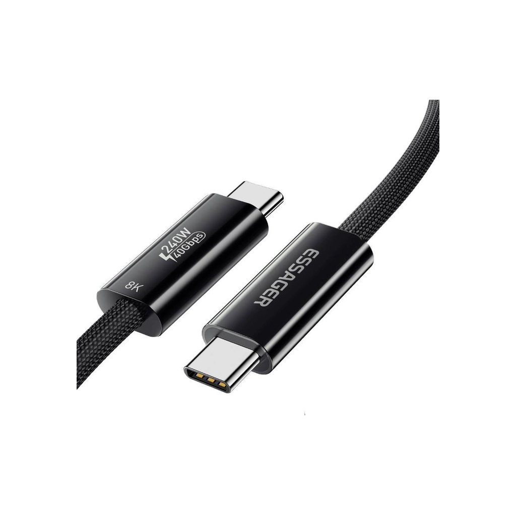 Дата кабель USB-C to USB-C 1.0m Thunderbolt 4 240W 8K60Hz black Essager (EXCTT4-PL01-P) - зображення 2