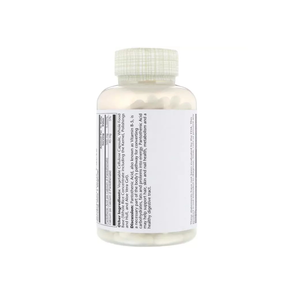 Вітамін Solaray Пантотенова кислота, Pantothenic Acid, 500 мг, 250 рослинних (SOR-04381) - зображення 2