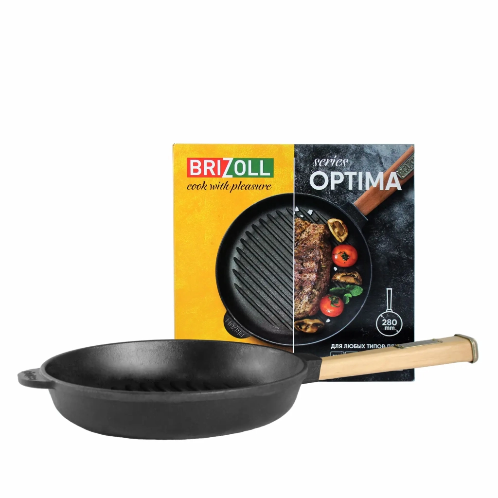 Сковорода Brizoll Optima чавунна Гриль з ручкою 280х50 мм (O2850G-P) - зображення 2