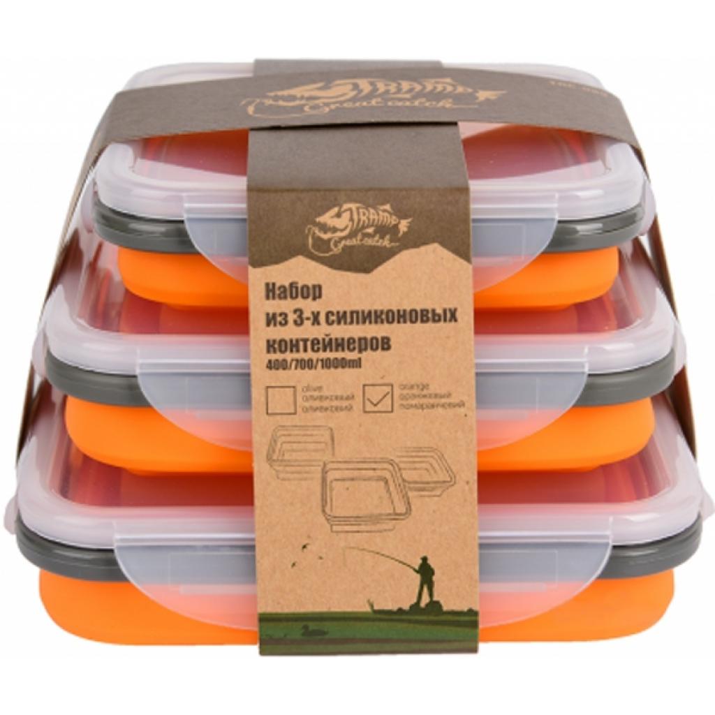 Набір туристичного посуду Tramp з 3х контейнерів силіконових 400/700/1000ml orange (TRC-089-orange) - зображення 4