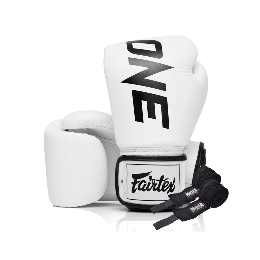Боксерські рукавички Fairtex BGV1-ONE (натуральна шкіра) White 14 унцій (бинти в комплекті) (BGV1-ONE_14oz_White) - зображення 1