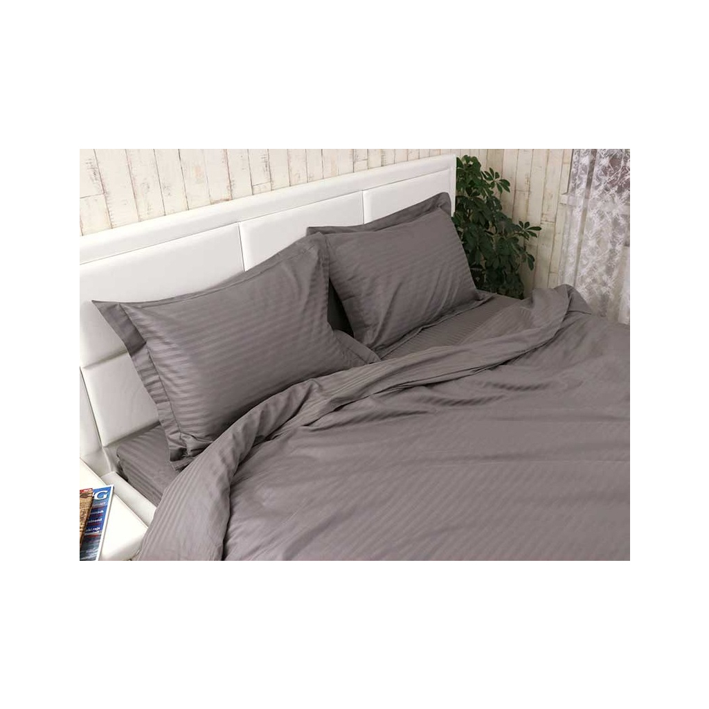 Постільна білизна Руно Сатин-страйп полуторна (677.50ДУ_Графіт) - зображення 1