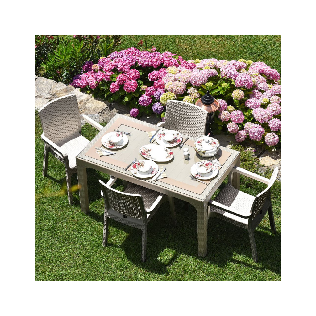 Стіл садовий Irak Plastik під ротанг 80х140 см білий (4775) - зображення 5