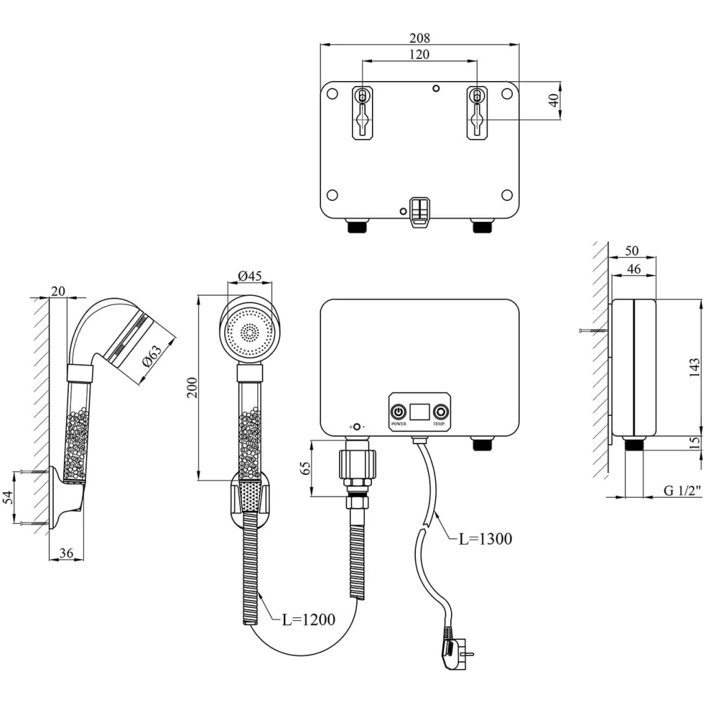 Проточний водонагрівач Kroner Volt-CW200WMDS (CV031873) - зображення 5