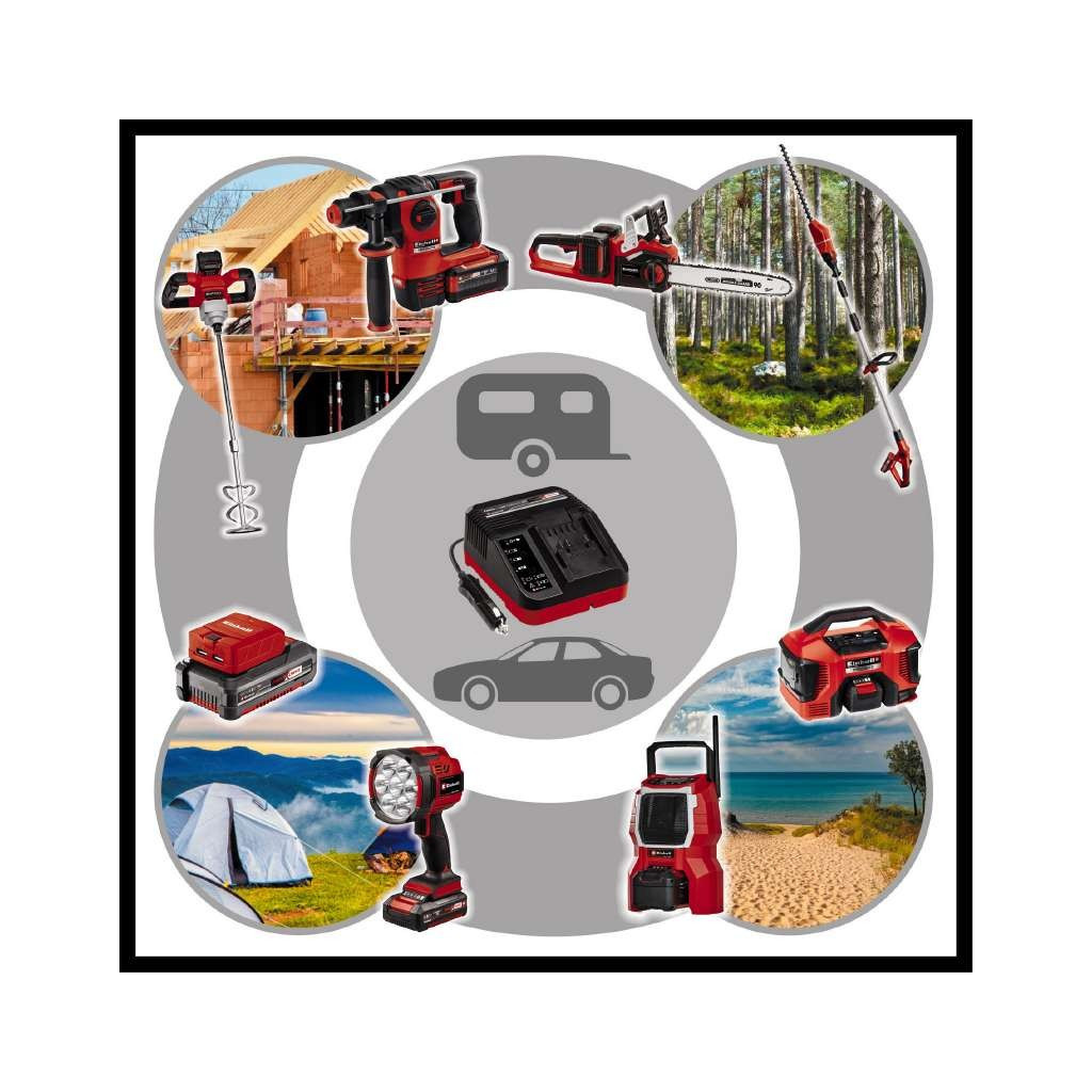 Зарядний пристрій для акумуляторів інструменту Einhell 18V Power X-Car Charger 3A, PXC, від прикурювача 12В (4512113) - зображення 4