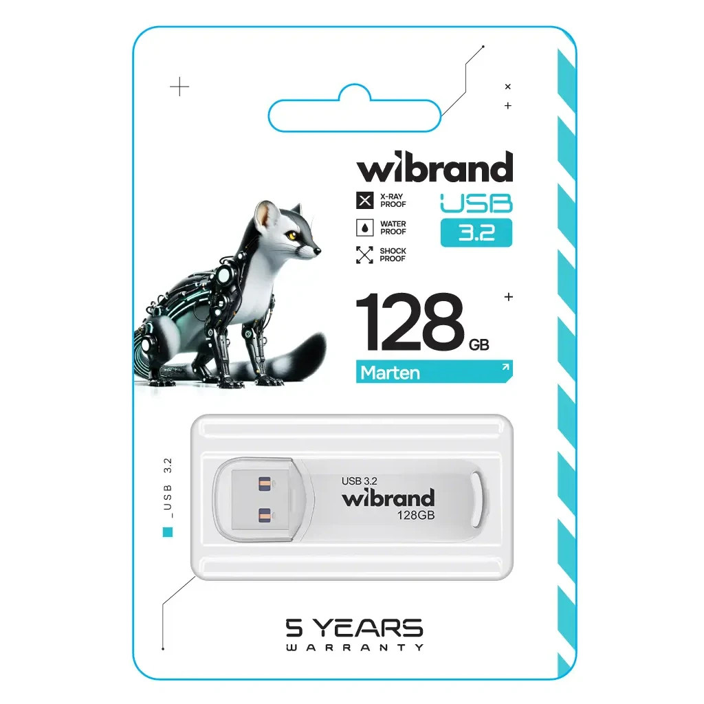 USB флеш накопичувач Wibrand 128GB Marten White USB 3.2 Gen 1 (USB 3.0) (WI3.2/MA128P10W) - зображення 2