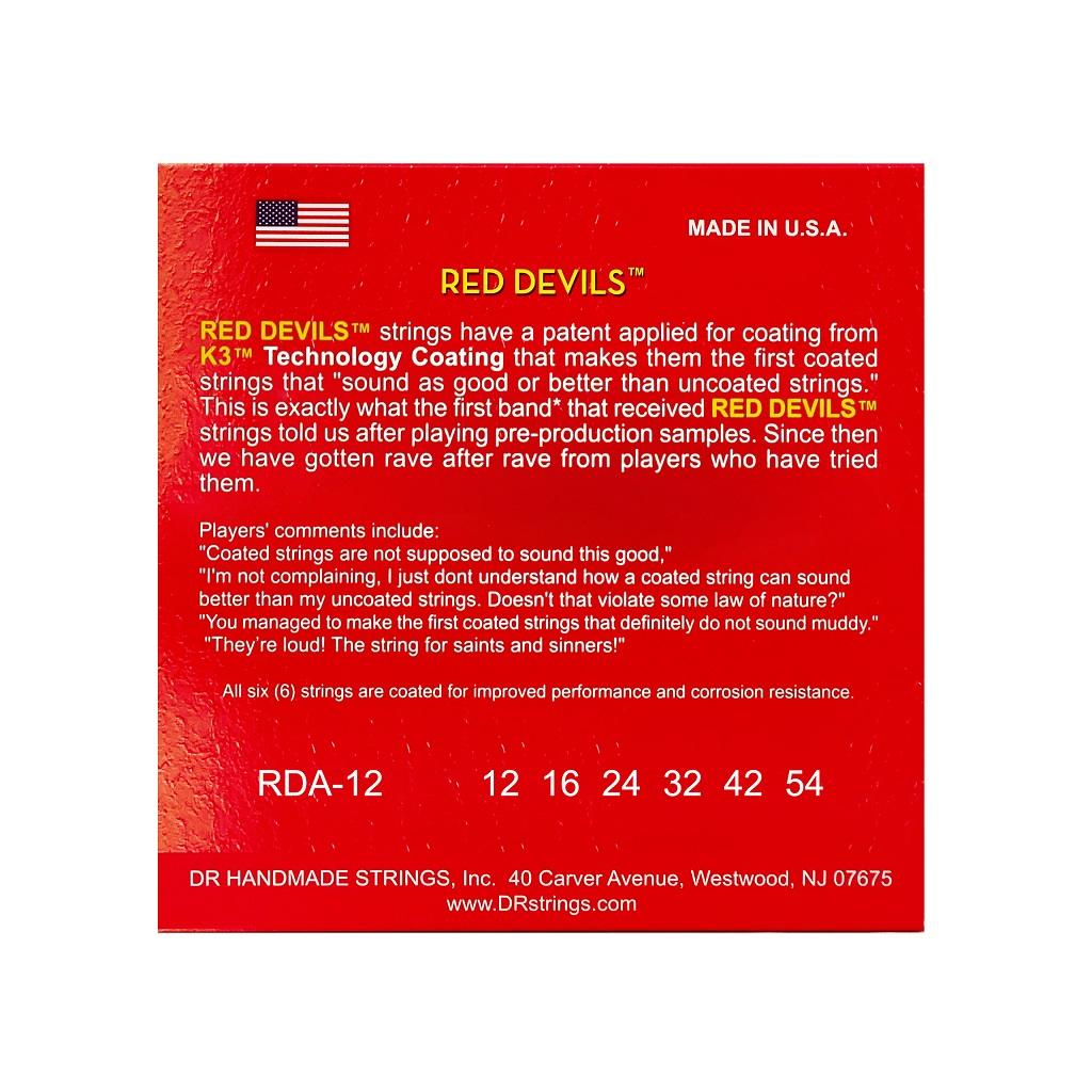 Струни для гітари DR Strings RED DEVILS Acoustic - Light (12-54) (RDA-12) - зображення 3