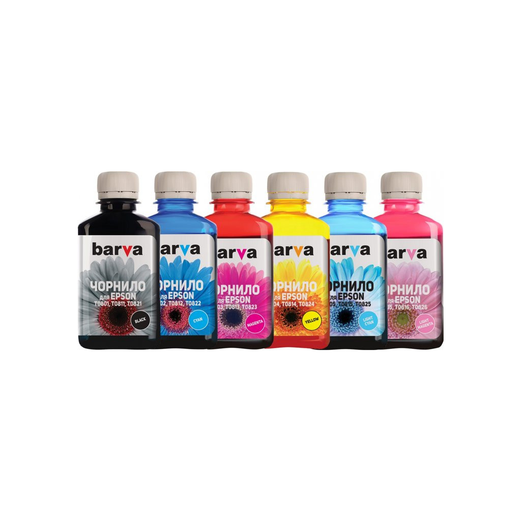 Чорнило Barva Epson T048/T080/T081, 6х180г BK/C/M/Y/LC/LM (E081-180-MP) - зображення 1