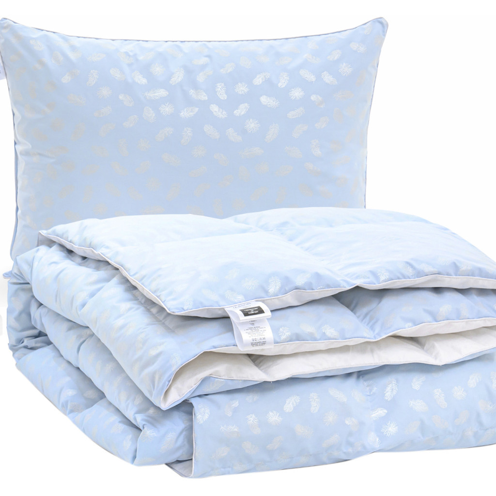 Ковдра MirSon Набір пуховий №2126 Bio-Blue Зима 70% пух 140х205 + подушка 50х70 середня (2200003021967) - зображення 1