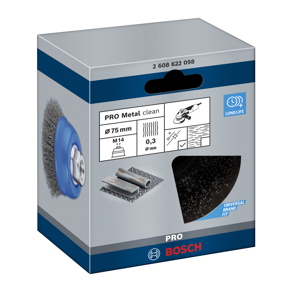 Щітка для електроінструменту Bosch Professional чашкова, кручена сталь, 70мм, 0.3мм, M14 (2.608.622.098) - зображення 2