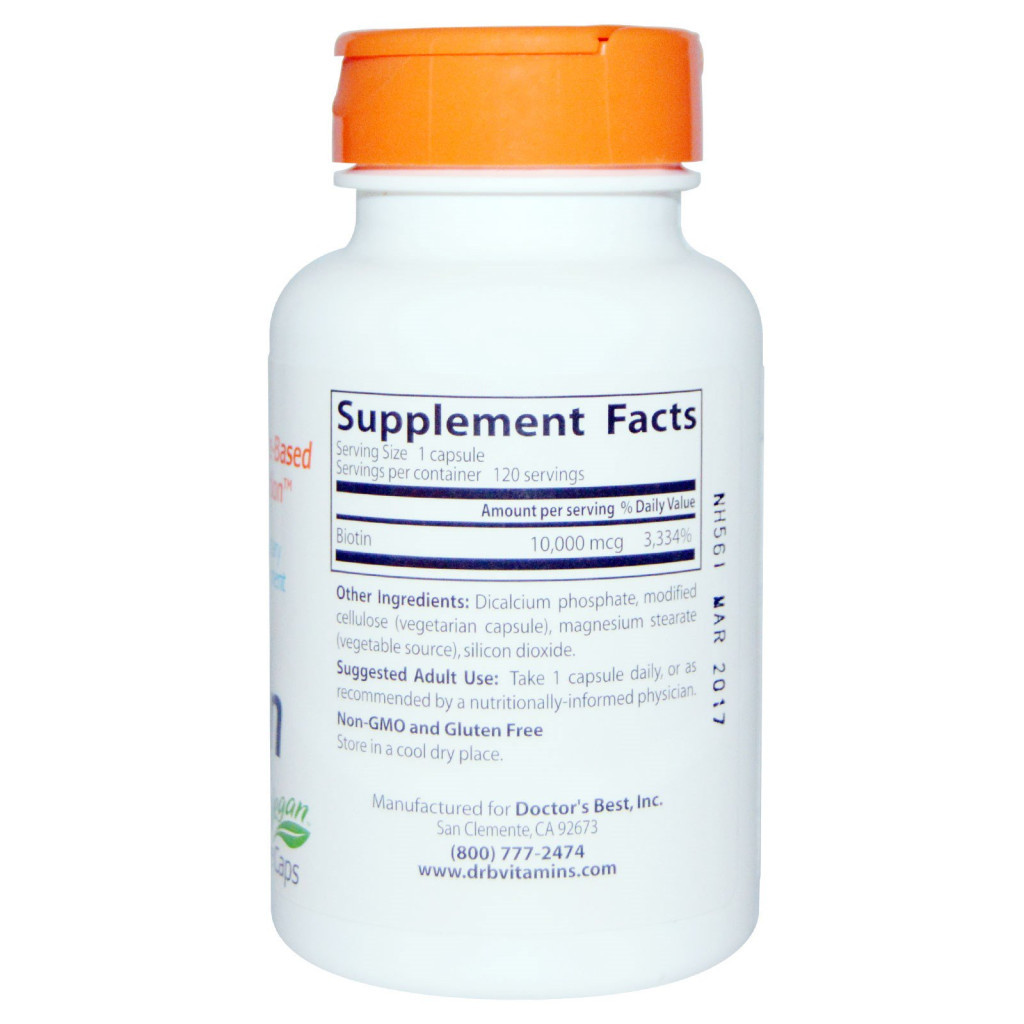 Вітамін Doctor's Best Біотин (В7) 10000мкг, 120 гелевих капсул (DRB-00373) - зображення 2