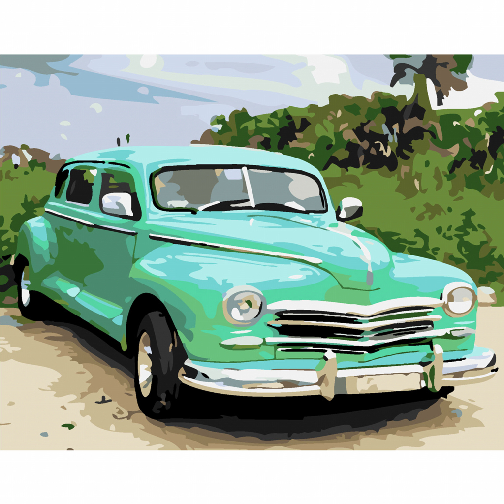 Картина по номерам Strateg Зелений ретро-кар 40х50 см (SY6330) - зображення 1