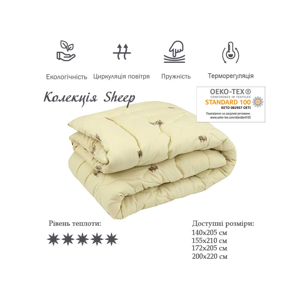 Ковдра Руно Вовняна Sheep в мікрофібрі 172х205 см (316.52ШУ_Sheep) - зображення 3