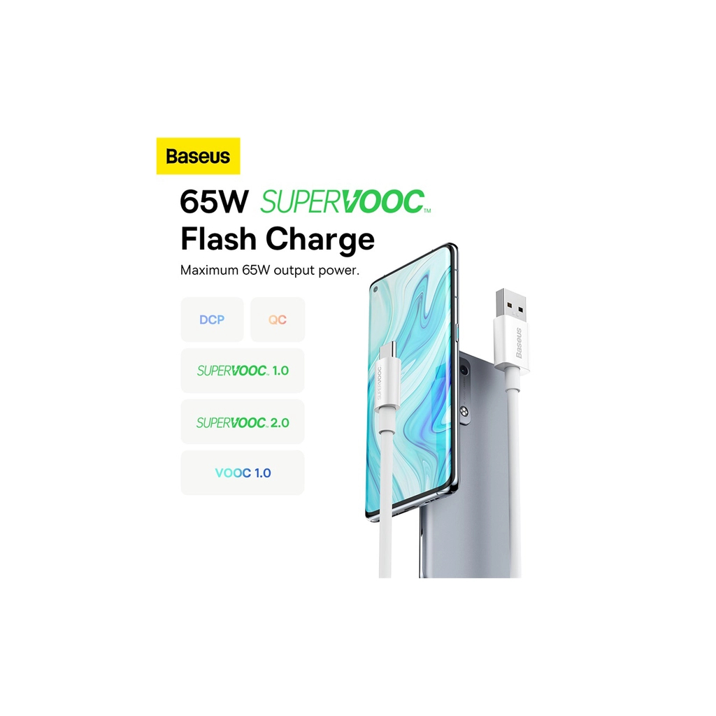 Дата кабель USB 2.0 AM to USB-C 1.0m Superior Fast Charging 60W white Baseus (CAYS000902) - зображення 11