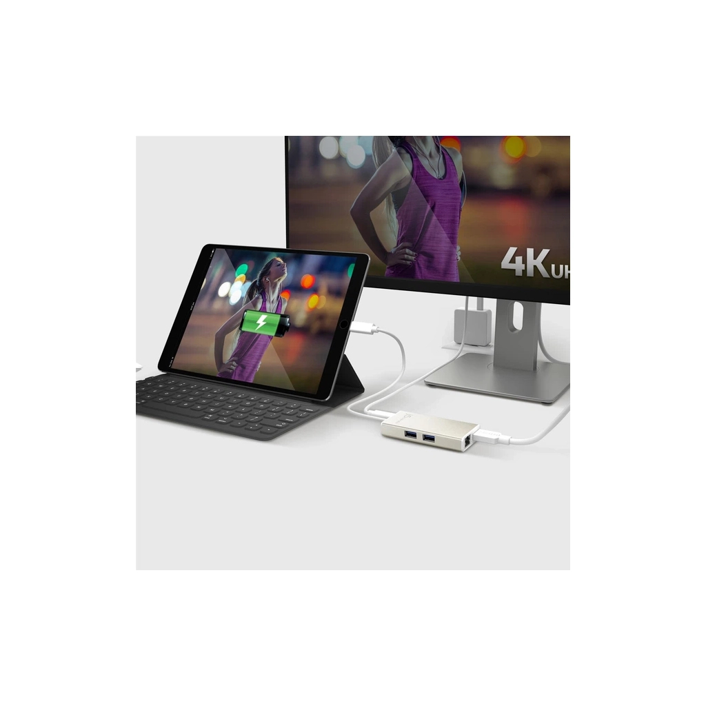 Концентратор J5create USB-C 5-in-1 2xUSB 3.0 + HDMI 4K + USB-C PD + RJ45 1000Mbps gray (JCA374-N) - зображення 11