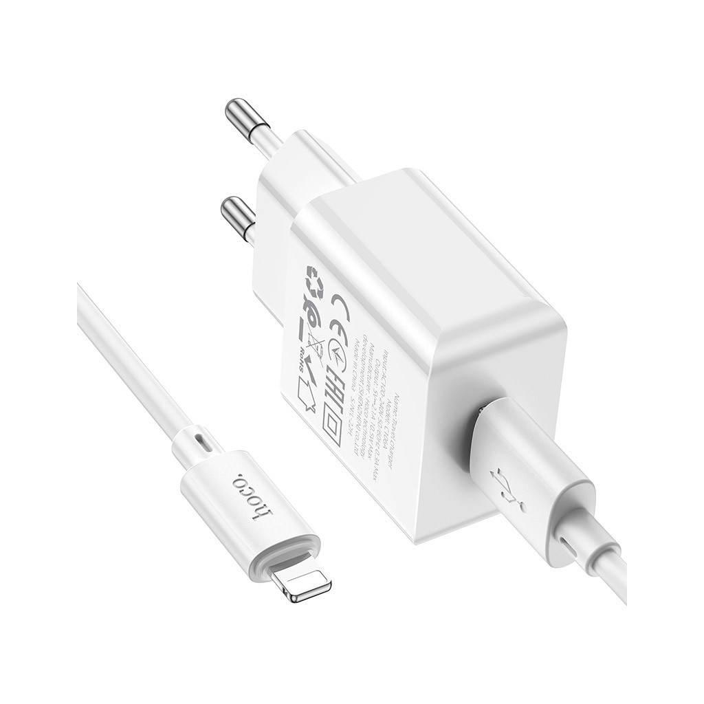 Зарядний пристрій HOCO C106A charger set(iP) White (6931474783899) - зображення 6