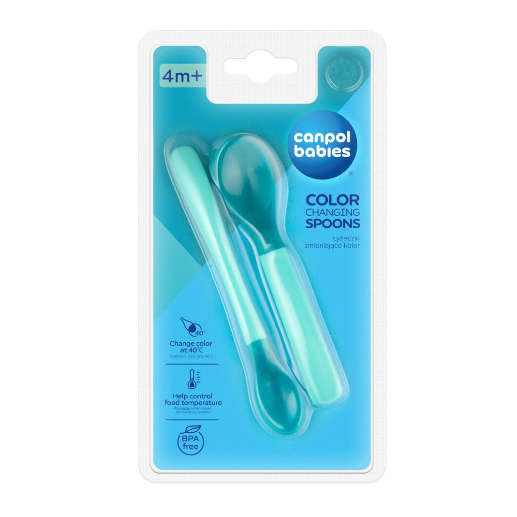 Набір дитячого посуду Canpol babies Ложки магічні 2 шт. - бірюзові (9/581_tur) - зображення 3